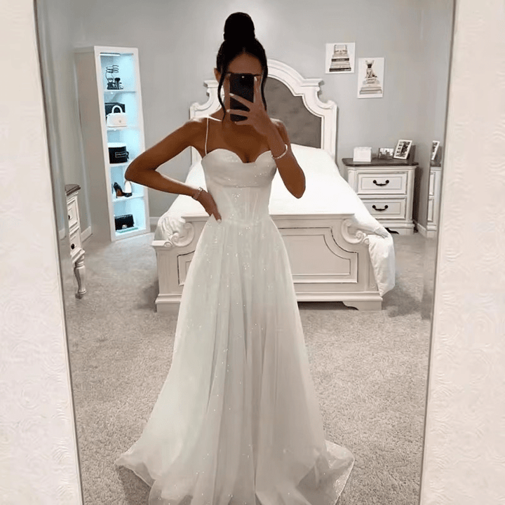 Angelika | Robe De Soirée Évasée Brillante Femme | Maxi - Elise Noir
