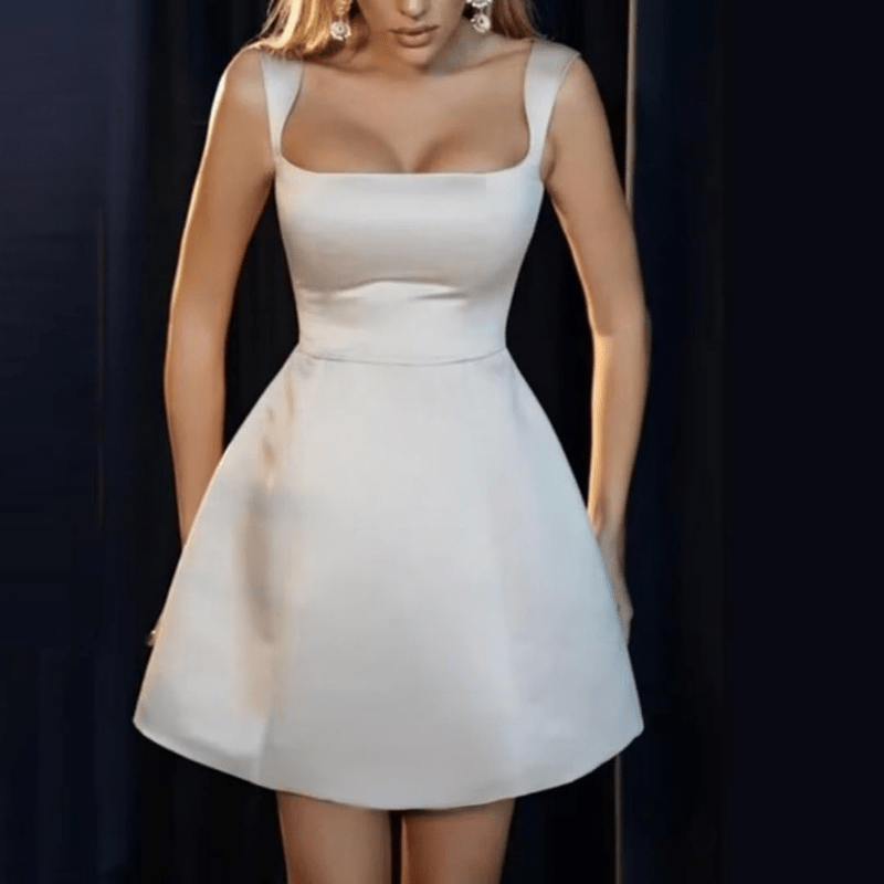 Katja | Robe Élégante À Encolure Carrée Pour Femme | Mini - Elise Noir