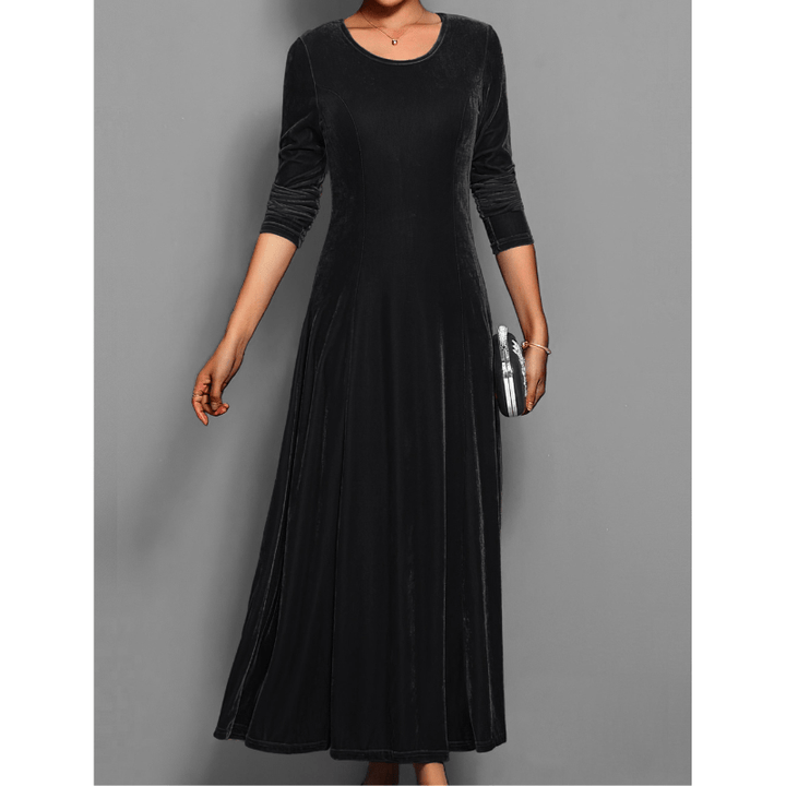 Nastia | Robe Longue À Manches Longues Luxe Pour Femme | Maxi - Elise Noir