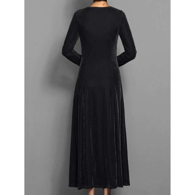 Nastia | Robe Longue À Manches Longues Luxe Pour Femme | Maxi - Elise Noir