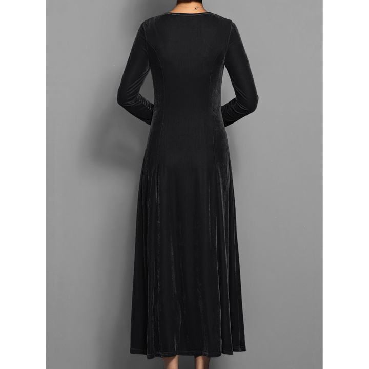 Nastia | Robe Longue À Manches Longues Luxe Pour Femme | Maxi - Elise Noir