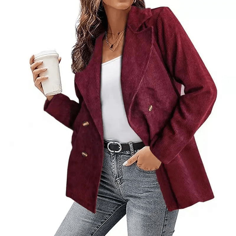Odile | Blazer en Velours Côtelé Femme | Double - Boutonnage - Elise Noir