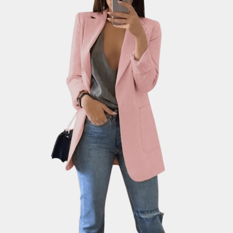 Soline | Blazer Cintré Chic Femme | Longue - Elise Noir